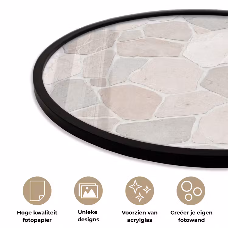 Ronde fotolijst - Steen - Patroon - Textuur - Beige — 5