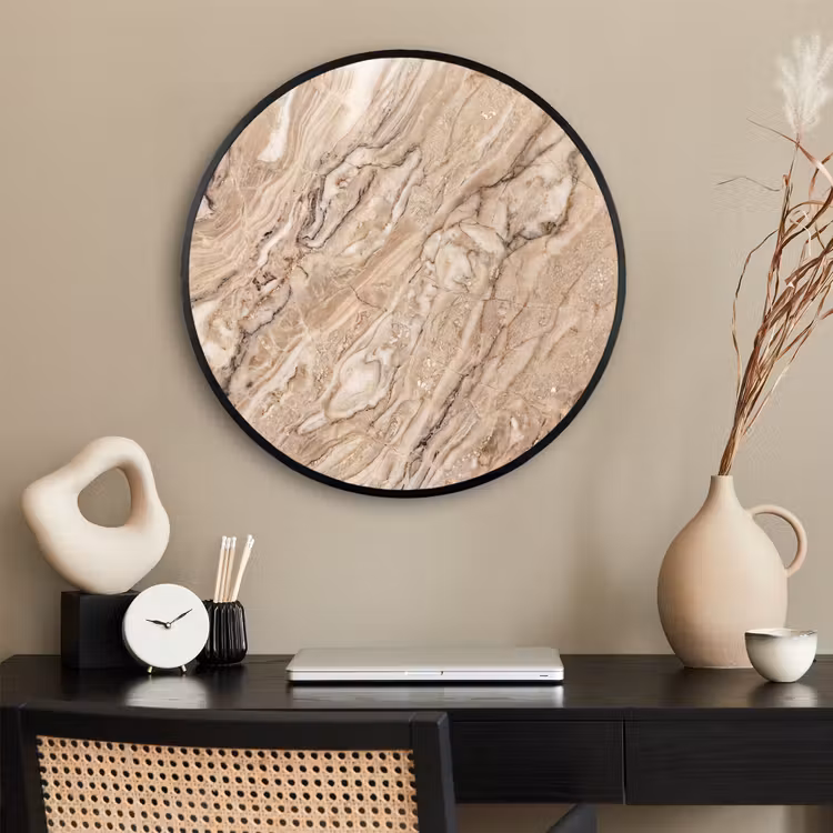 Ronde fotolijst - Textuur - Aders - Abstract - Modern - Beige — 2