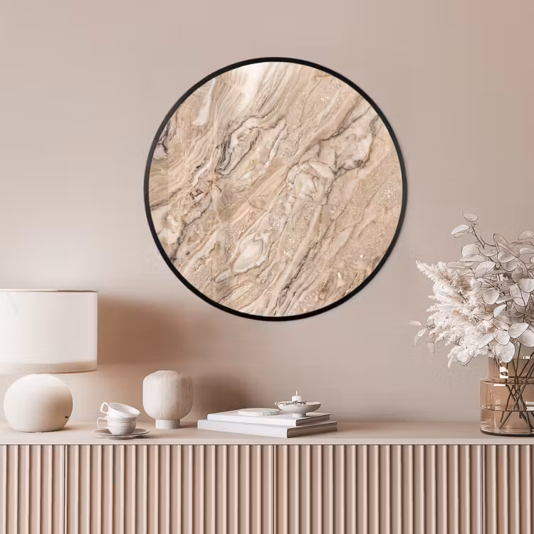 Ronde fotolijst - Textuur - Aders - Abstract - Modern - Beige — 4