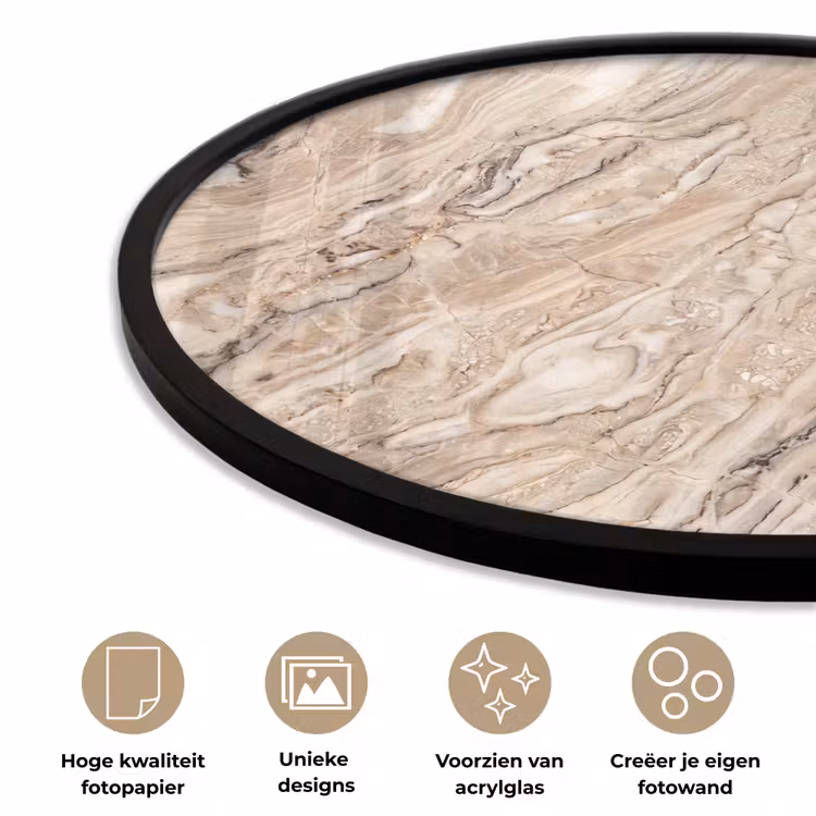 Ronde fotolijst - Textuur - Aders - Abstract - Modern - Beige — 5