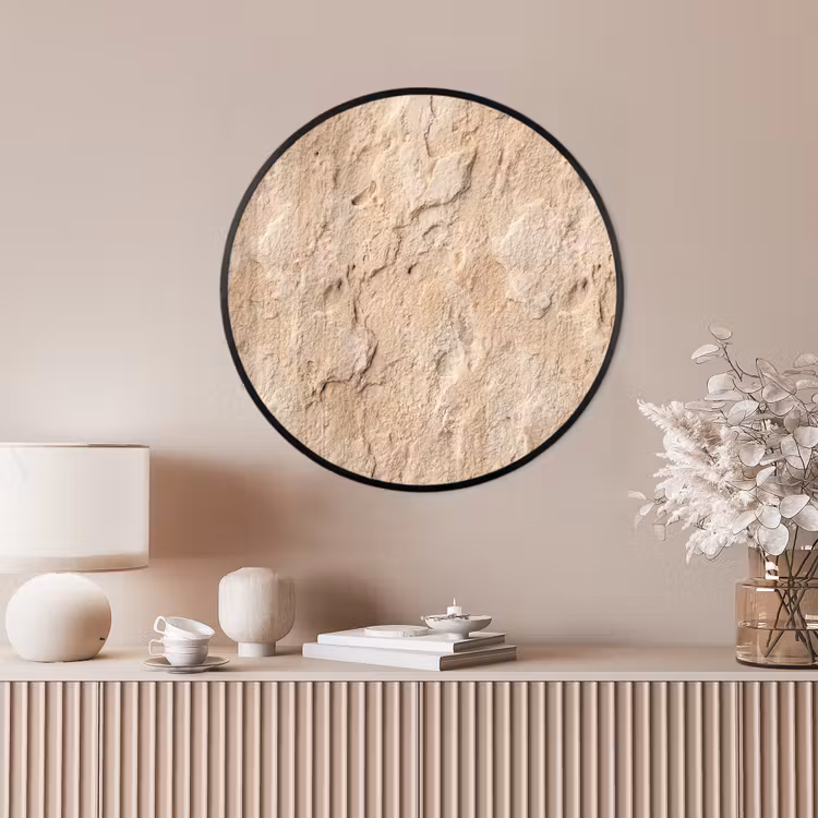 Ronde fotolijst - Textuur - Steen - Natuur - Beige — 4