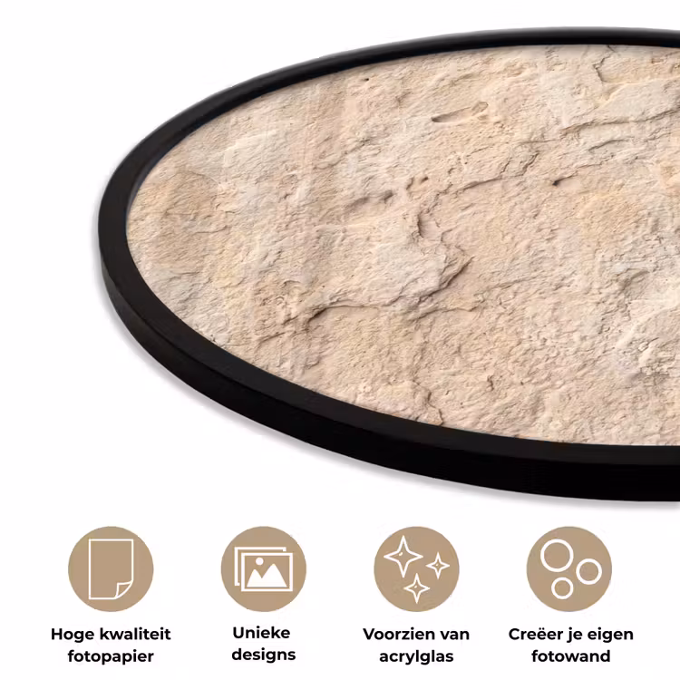 Ronde fotolijst - Textuur - Steen - Natuur - Beige — 5