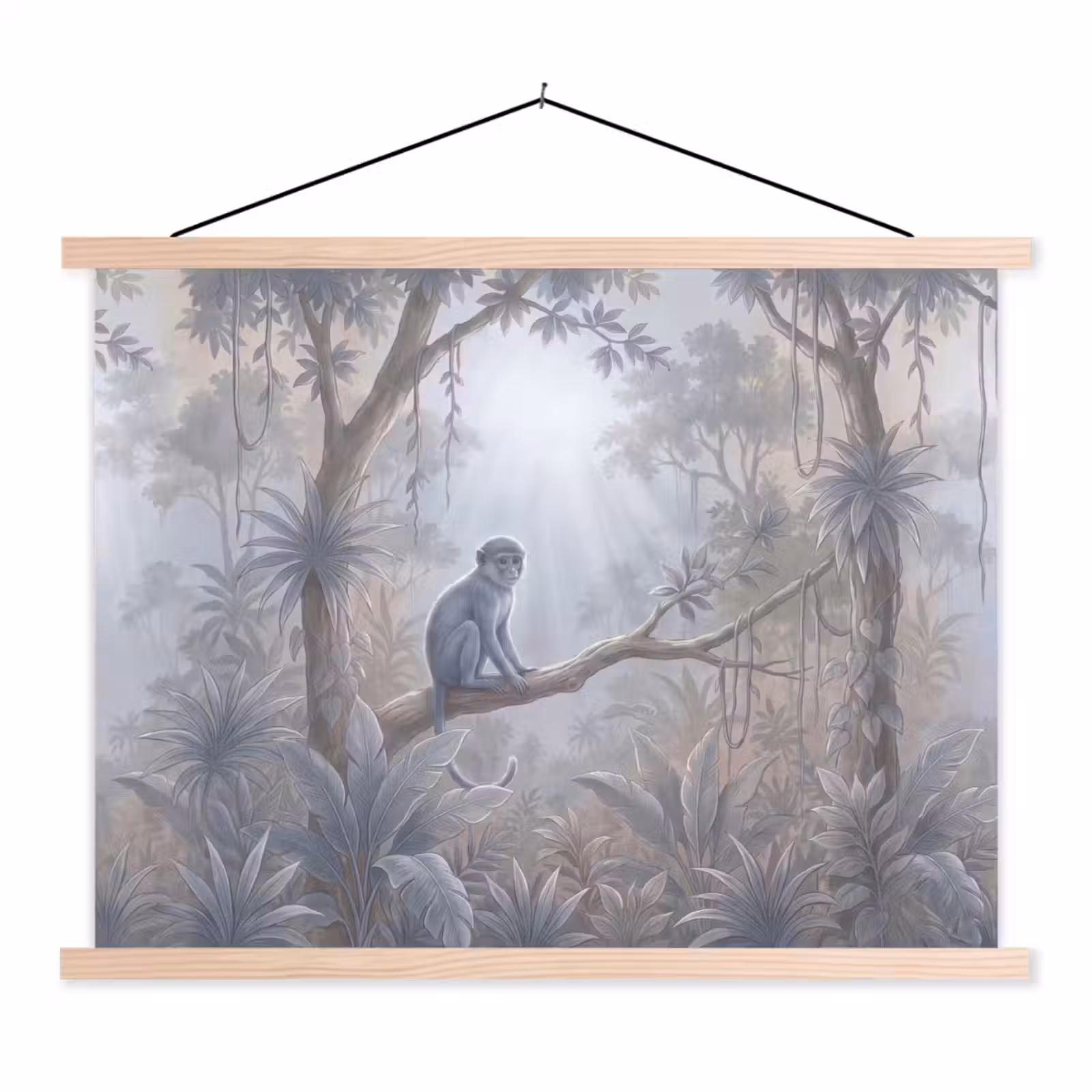 Schoolplaat - Aap - Boom - Jungle - Natuur - Grijs — 1
