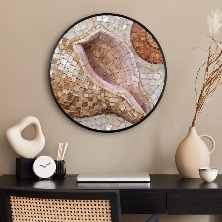 Ronde fotolijst - Schelp - Mozaïek - Zee - Beige - Modern — 2