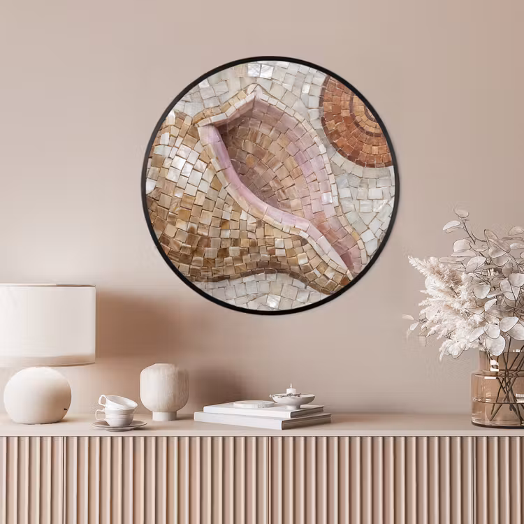 Ronde fotolijst - Schelp - Mozaïek - Zee - Beige - Modern — 4