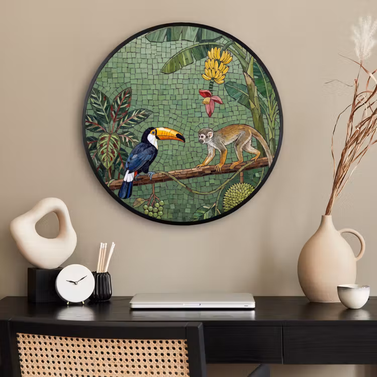 Ronde fotolijst - Vogel - Dier - Jungle - Mozaïek - Natuur — 2