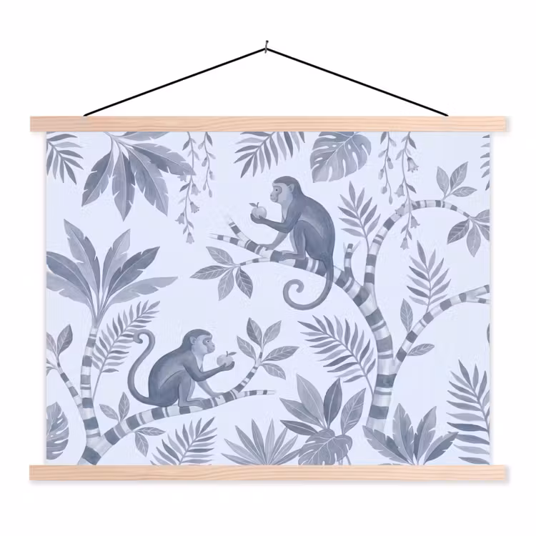 Schoolplaat - Aap - Boom - Bladeren - Jungle - Illustratie — 1