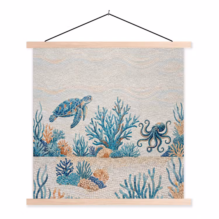 Schoolplaat - Dieren - Onderwater - Natuur - Mozaïek - Blauw — 1