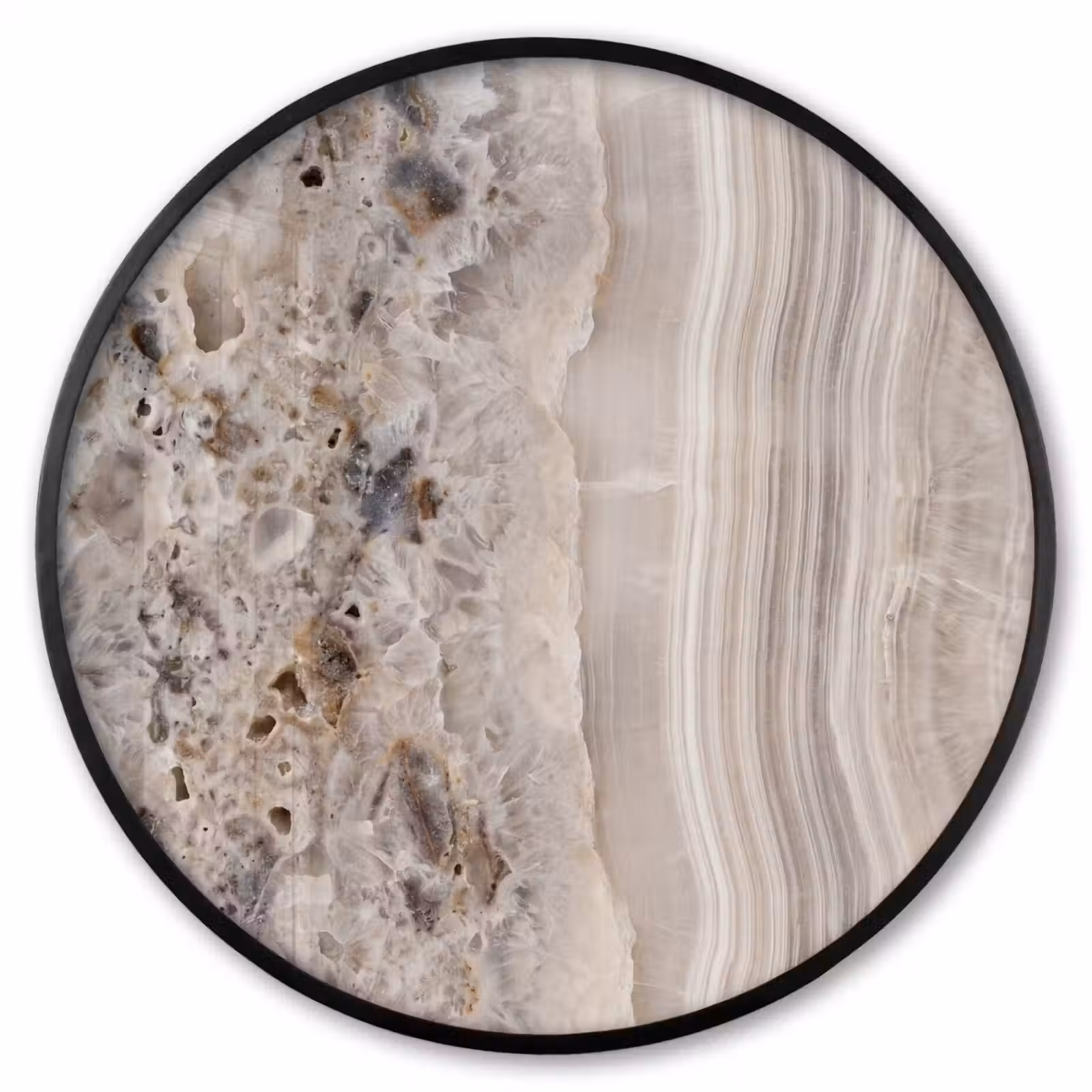 Ronde fotolijst - Steen - Textuur - Abstract - Beige - Wit — 1