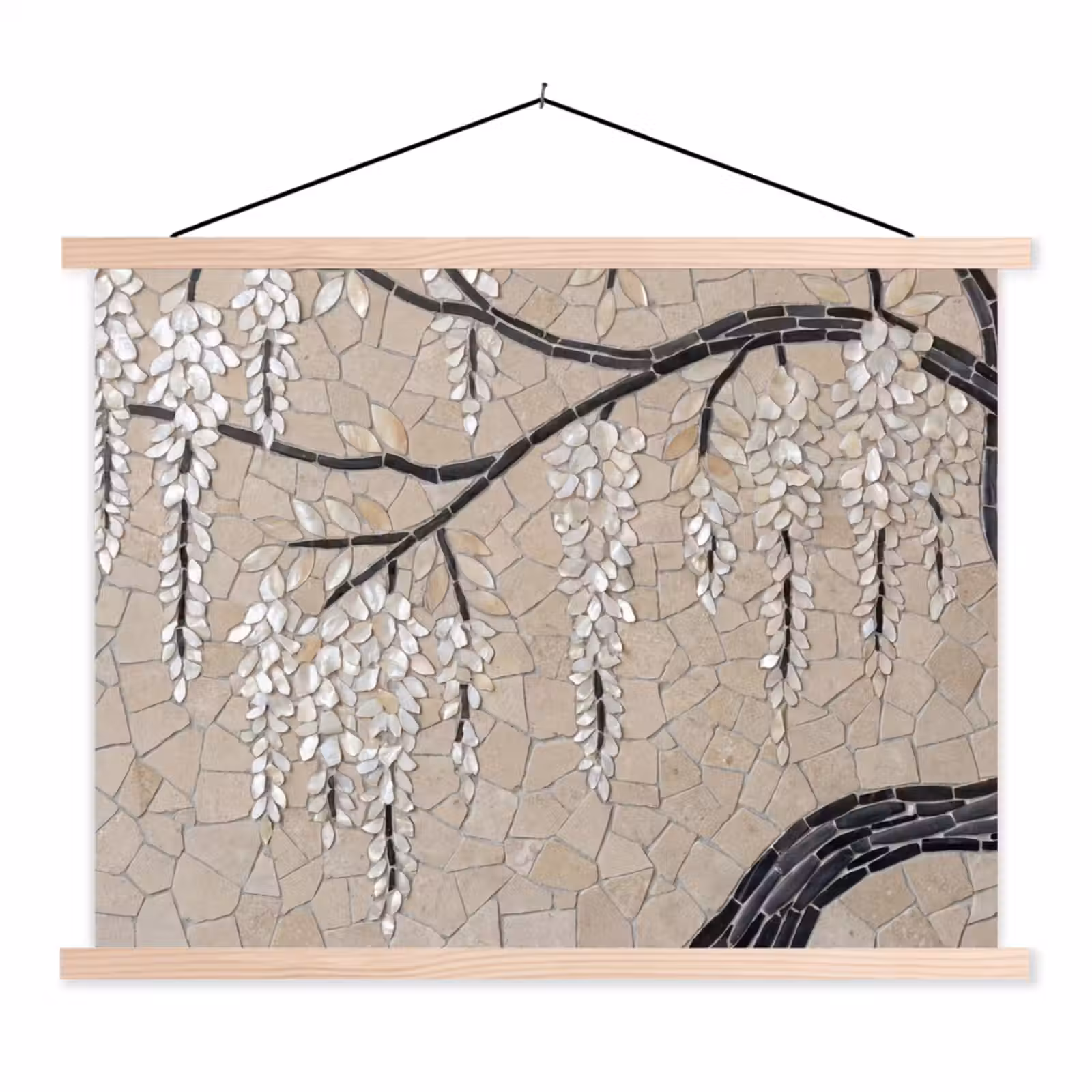 Schoolplaat - Boom - Bloemen - Mozaïek - Kunst - Wit — 1