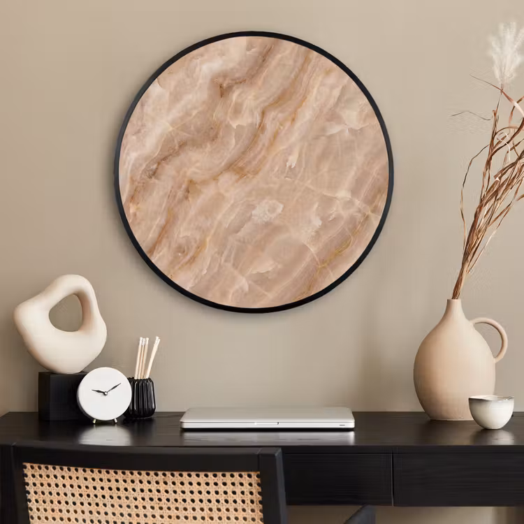 Ronde fotolijst - Steen - Ader - Natuur - Modern - Beige — 2