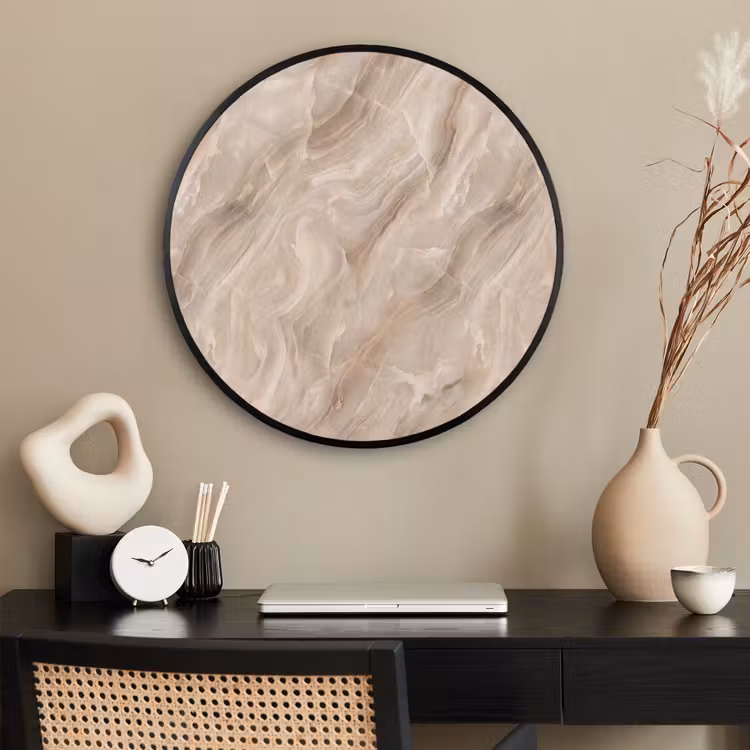 Ronde fotolijst - Steen - Golvend - Abstract - Beige — 2