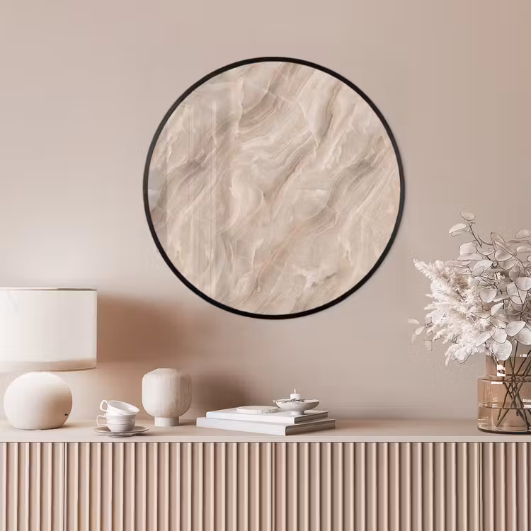 Ronde fotolijst - Steen - Golvend - Abstract - Beige — 4