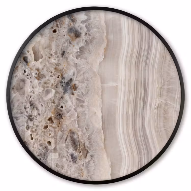 Ronde fotolijst - Steen - Textuur - Abstract - Beige - Wit — 1