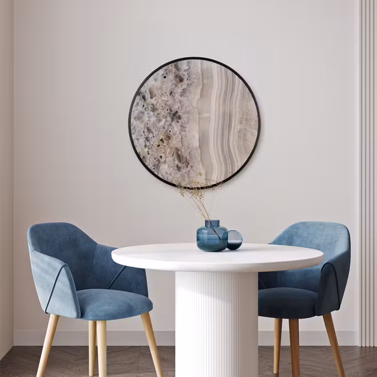 Ronde fotolijst - Steen - Textuur - Abstract - Beige - Wit — 3