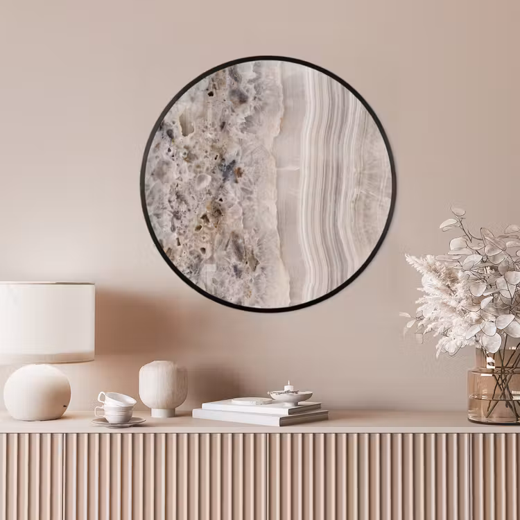 Ronde fotolijst - Steen - Textuur - Abstract - Beige - Wit — 4