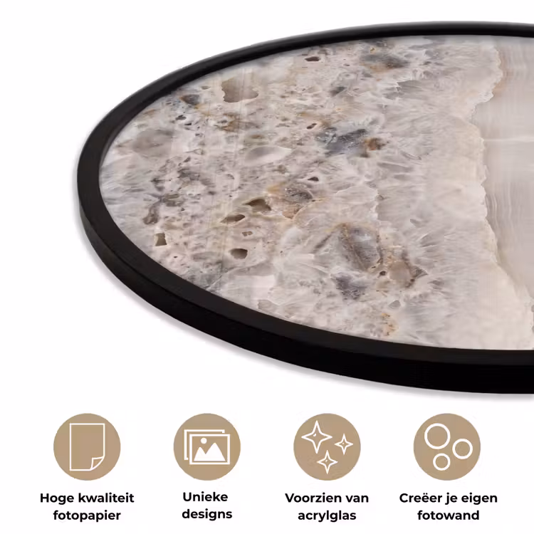 Ronde fotolijst - Steen - Textuur - Abstract - Beige - Wit — 5