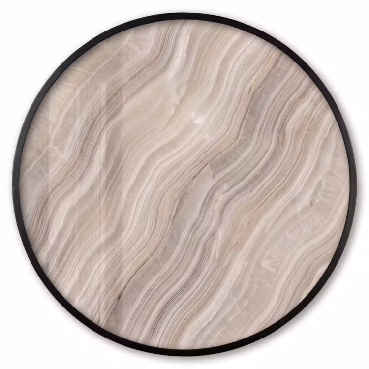 Ronde fotolijst - Textuur - Golvend - Abstract - Modern - Beige — 1