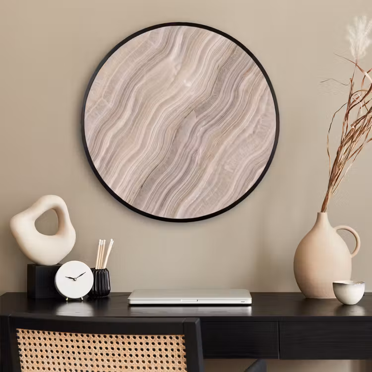 Ronde fotolijst - Textuur - Golvend - Abstract - Modern - Beige — 2