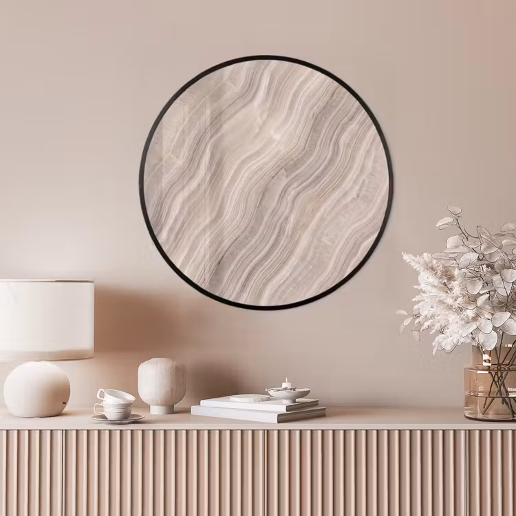 Ronde fotolijst - Textuur - Golvend - Abstract - Modern - Beige — 4