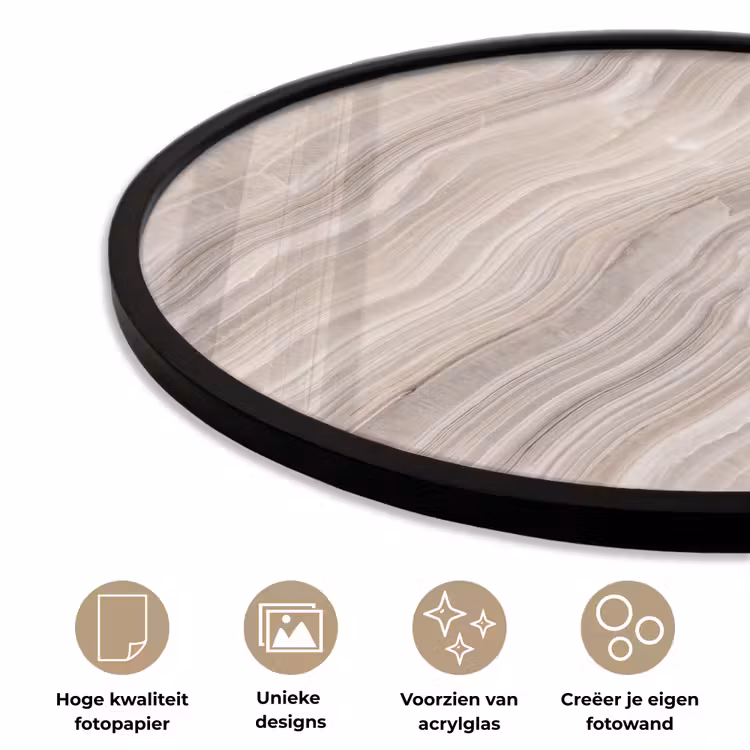 Ronde fotolijst - Textuur - Golvend - Abstract - Modern - Beige — 5