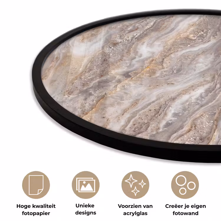 Ronde fotolijst - Textuur - Steen - Abstract - Beige — 5