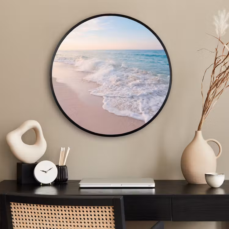 Ronde fotolijst - Zee - Golven - Strand - Natuur - Wit — 2