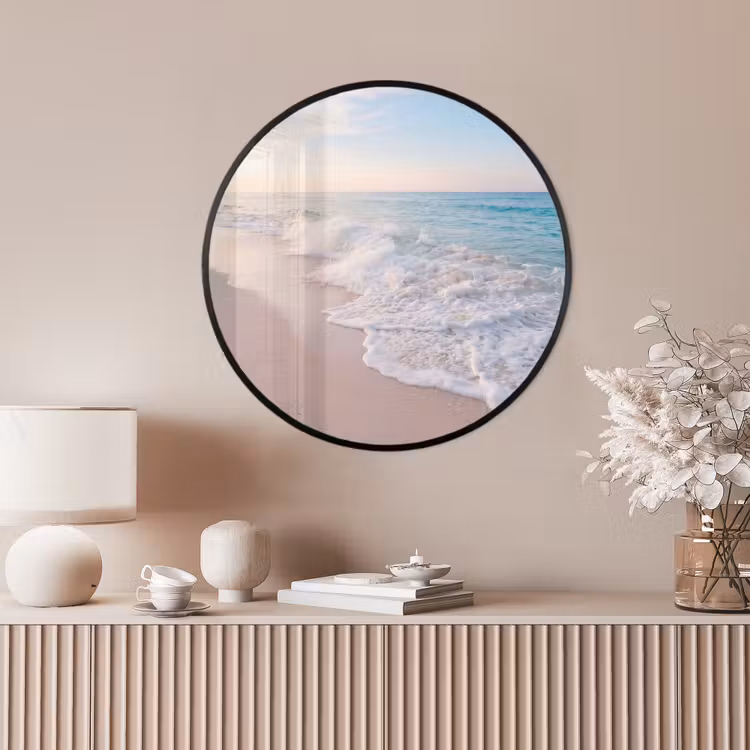 Ronde fotolijst - Zee - Golven - Strand - Natuur - Wit — 4