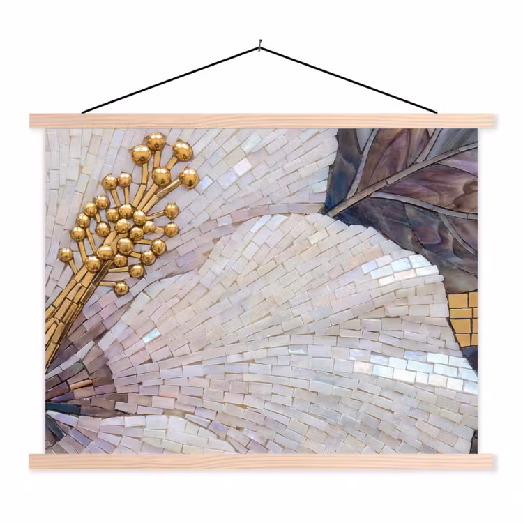 Schoolplaat - Bloemen - Mozaïek - Kunst - Modern - Goud — 1
