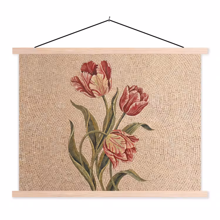 Schoolplaat - Bloemen - Mozaïek - Rood - Groen - Kunst — 1