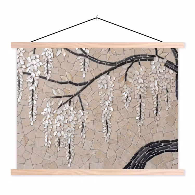 Schoolplaat - Boom - Bloemen - Mozaïek - Kunst - Wit — 1