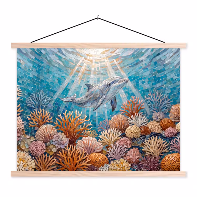 Schoolplaat - Dieren - Mozaïek - Oceaan - Koraal - Blauw — 1