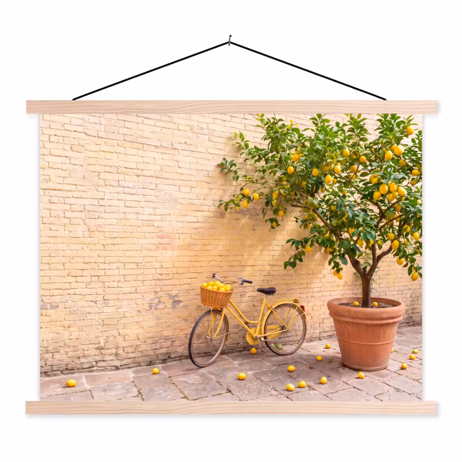 Schoolplaat - Fiets - Mand - Eten - Geel - Zomer — 1