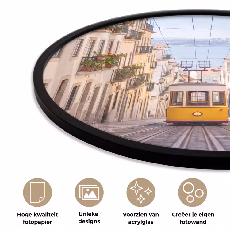 Ronde fotolijst - Tram - Straat - Stad - Architectuur - Geel — 5