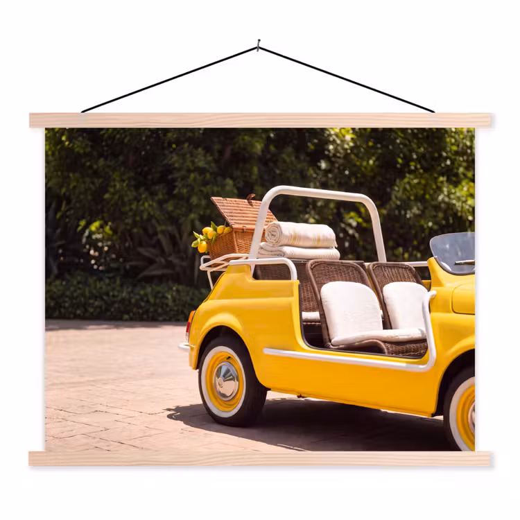 Schoolplaat - Auto - Picknick - Zomer - Geel — 1