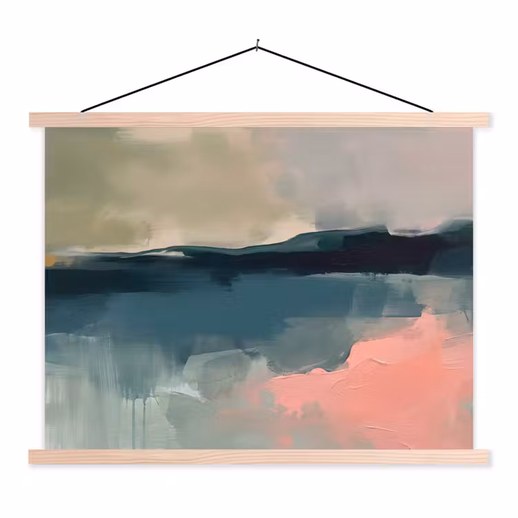 Schoolplaat - Abstract - Landschap - Kunst - Modern - Groen - Blauw — 1