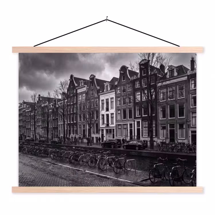 Schoolplaat - Huis - Gracht - Amsterdam - Architectuur - Zwart-wit — 1