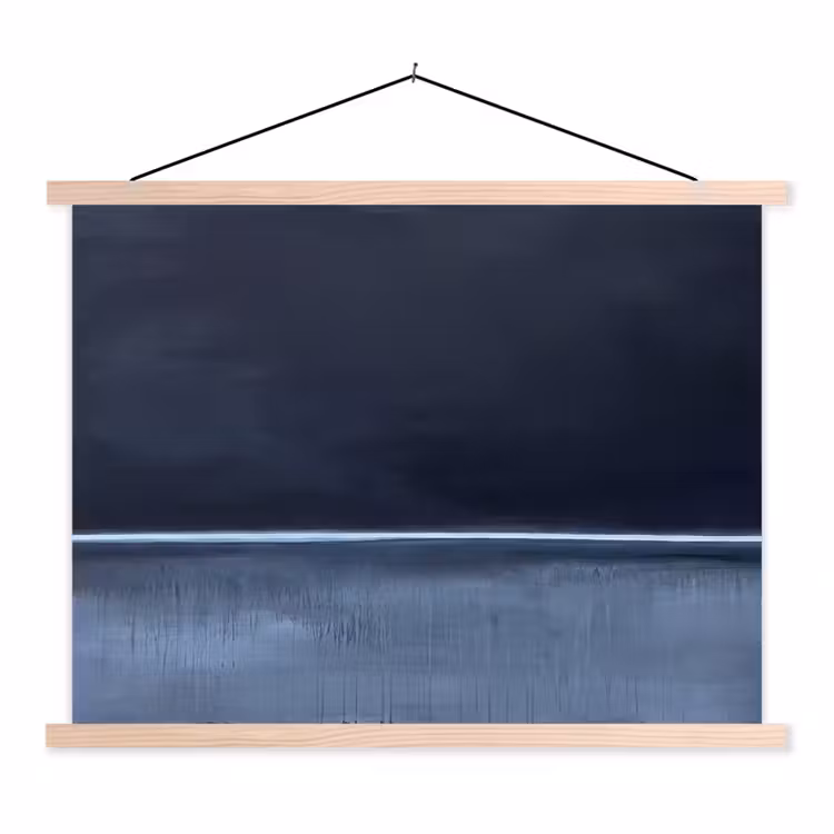 Schoolplaat - Abstract - Horizontale lijn - Minimalistisch - Donkerblauw - Kunst — 1