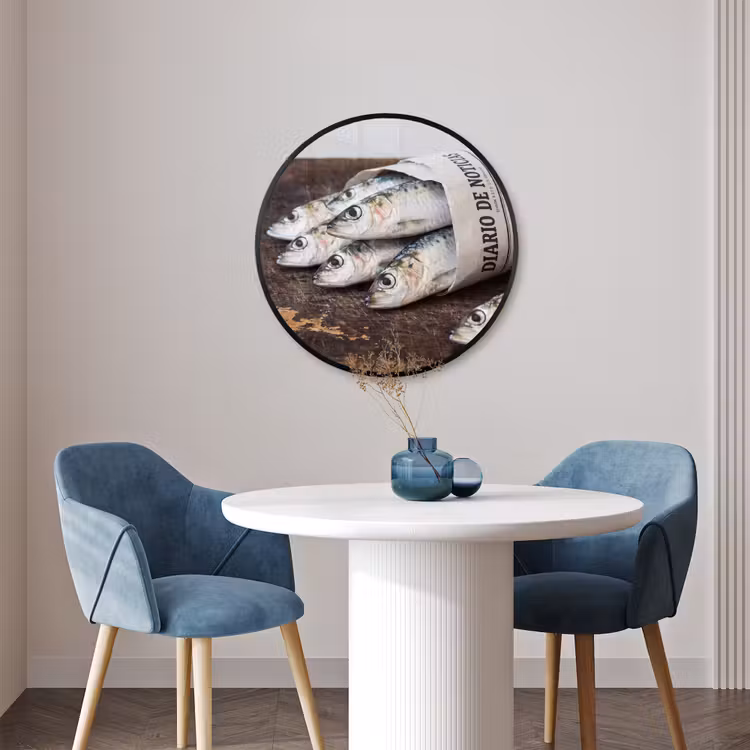 Ronde fotolijst - Sardientje - krant - snijplank — 3