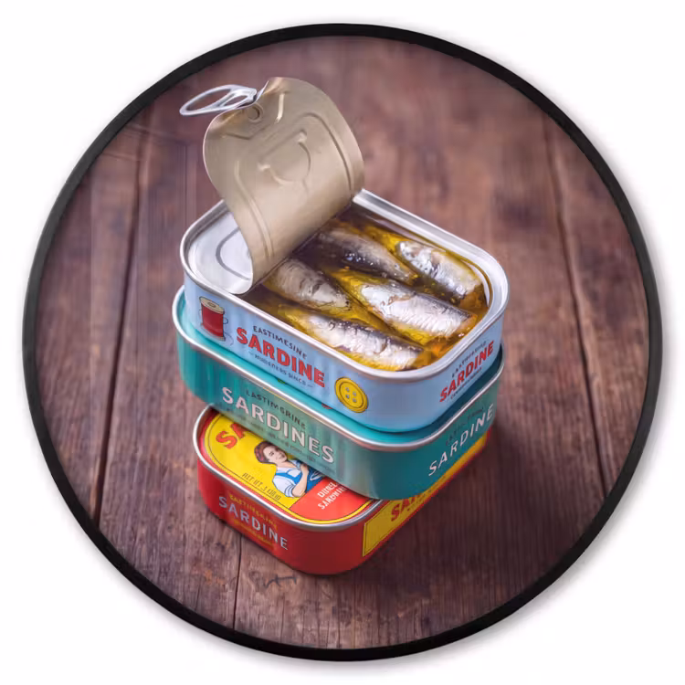 Ronde fotolijst - Vis - Blikjes - Keuken — 1