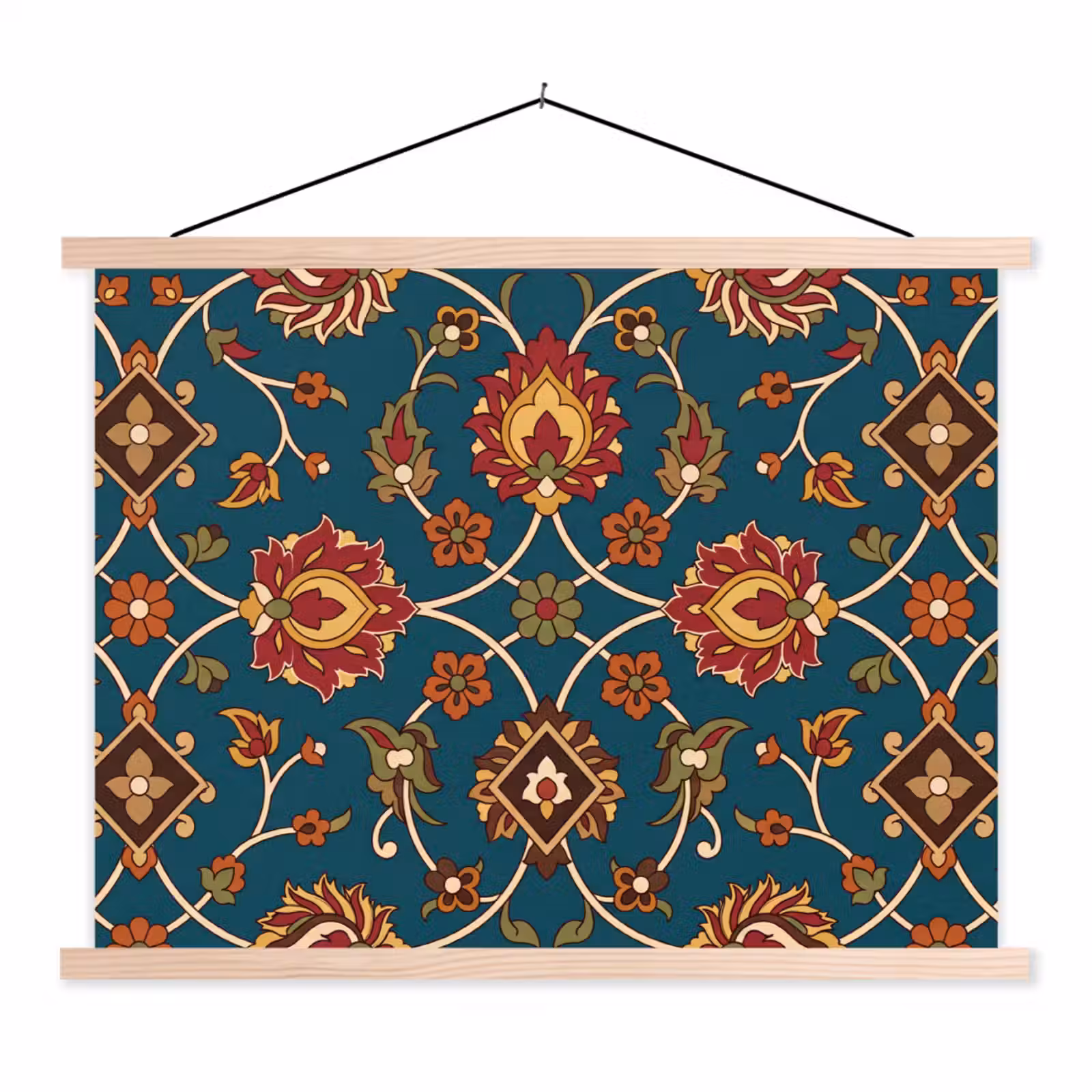 Schoolplaat - Ornament - Flora - Traditioneel - Klassiek - Blauwgroen — 1