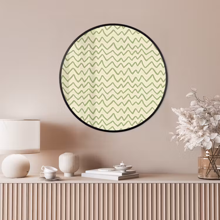 Ronde fotolijst - Saliegroen - Zigzag - Handgetekend - Patroon — 4
