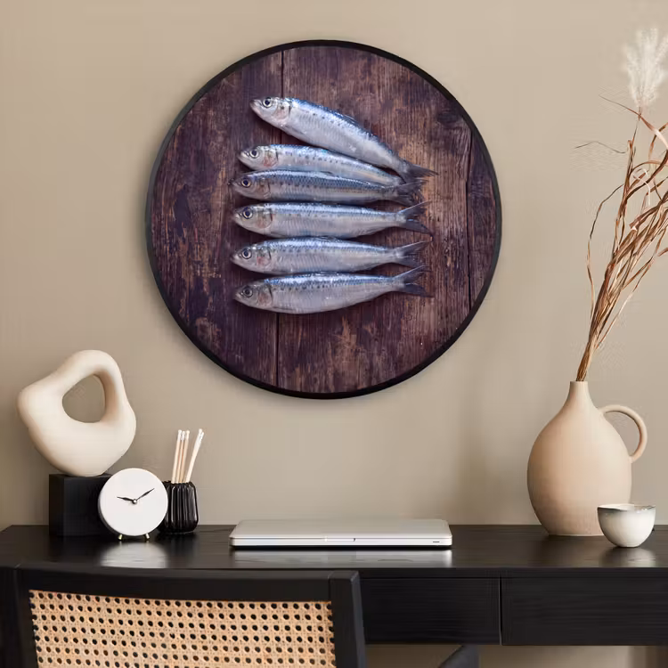 Ronde fotolijst - Vis - Hout - Eten — 2