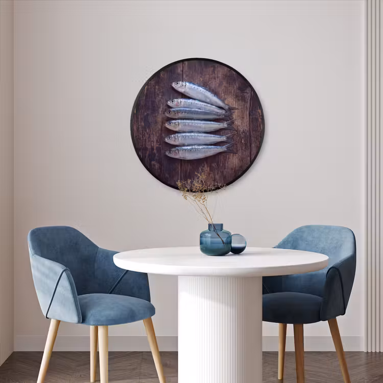 Ronde fotolijst - Vis - Hout - Eten — 3