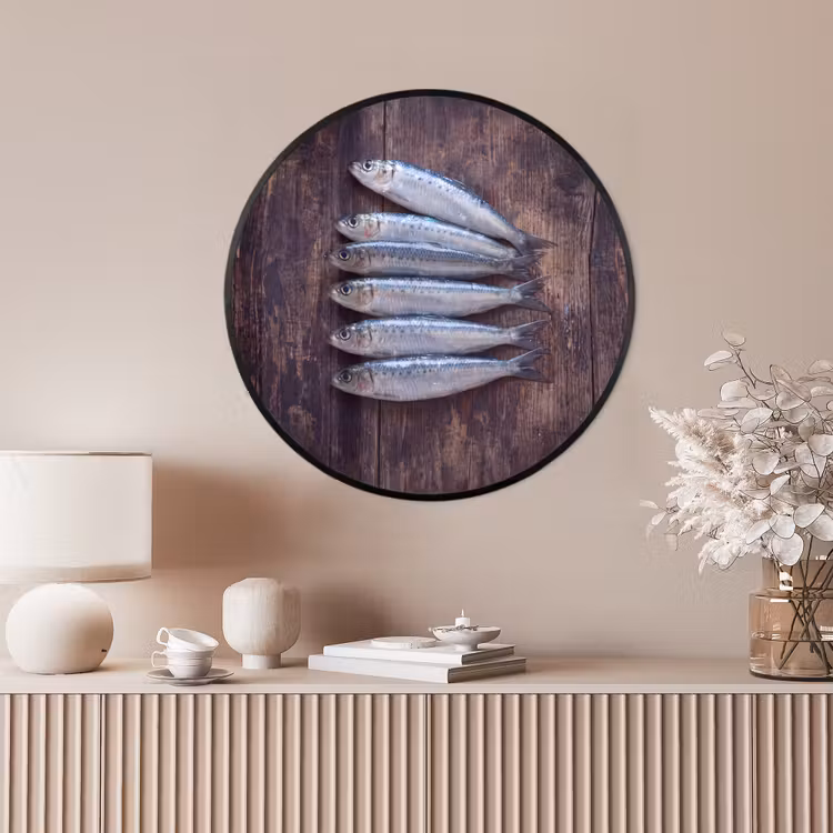Ronde fotolijst - Vis - Hout - Eten — 4
