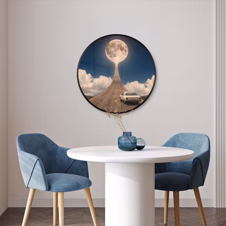 Ronde fotolijst - Weg - Maan - Nacht — 3
