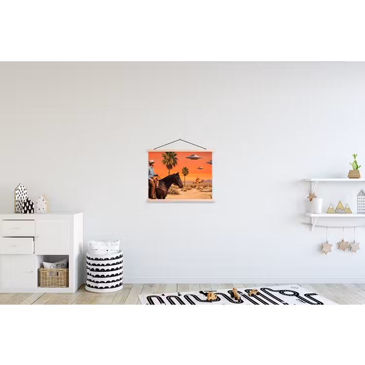 Schoolplaat - Cowboy - Paard - Woestijn — 3