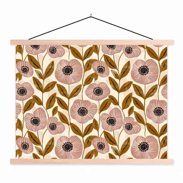 Schoolplaat - Dustyroze - Bloemen - Grafisch - Patroon — 1