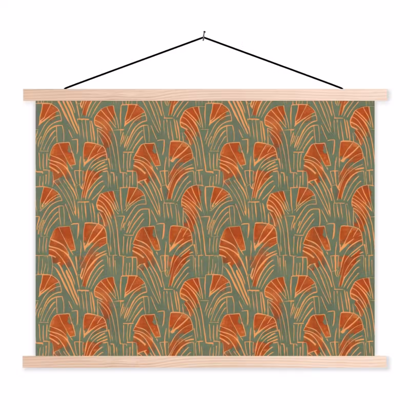 Schoolplaat - Groen - Terracotta - Deco - Waaiers — 1