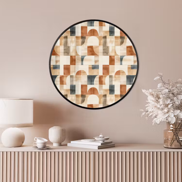 Ronde fotolijst - Terracotta - Geometrisch - Aquarel - Textuur — 4